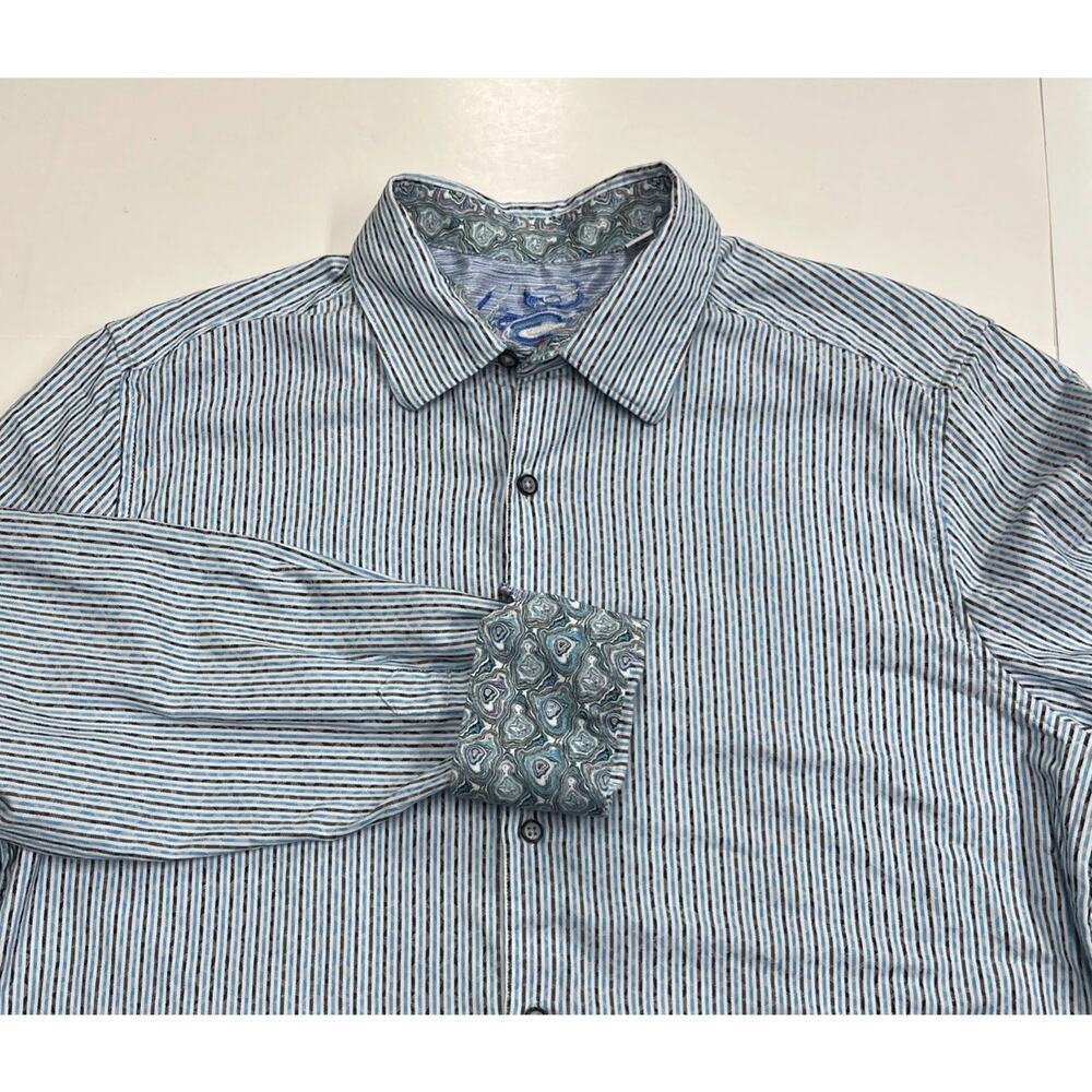 Robert Graham Classic Fit Striped Embroidered Paisley Shirt Men’s XL Colorful